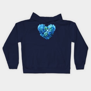 Hydrangeas - Blue Hydrangea Heart Kids Hoodie